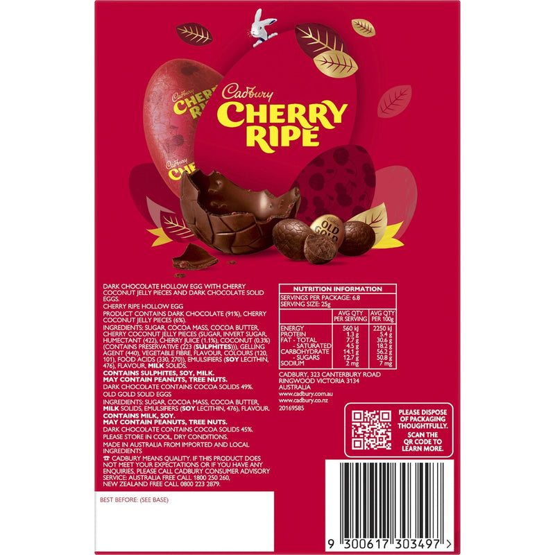 Cadbury Cherry Ripe Chocolate Easter Egg Gift Box 171g