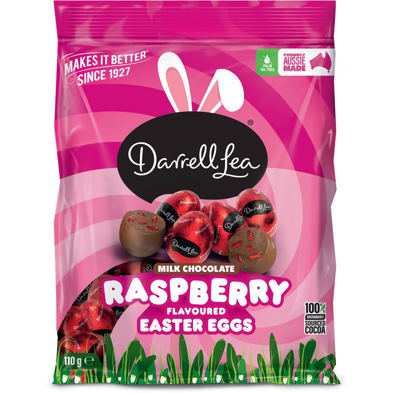 Darrell Lea Milk Chocolate Raspberry Easter Eggs 110g