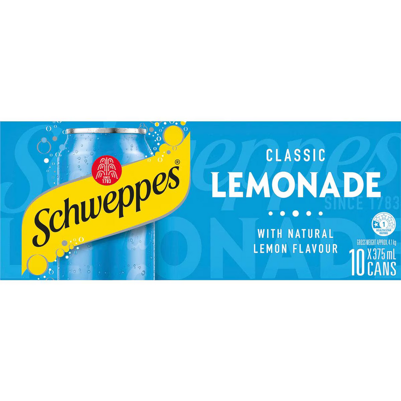 Schweppes Lemonade Soft Drink 375ml - 10 Pack