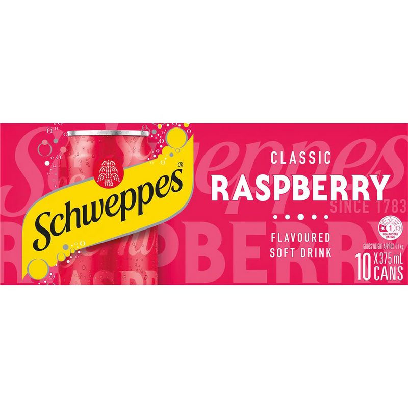 Schweppes Raspberry Soft Drink 375ml - 10 Pack