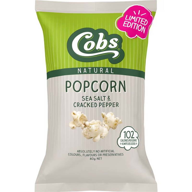 Cobs Sea Salt & Cracked Pepper Popcorn 80g