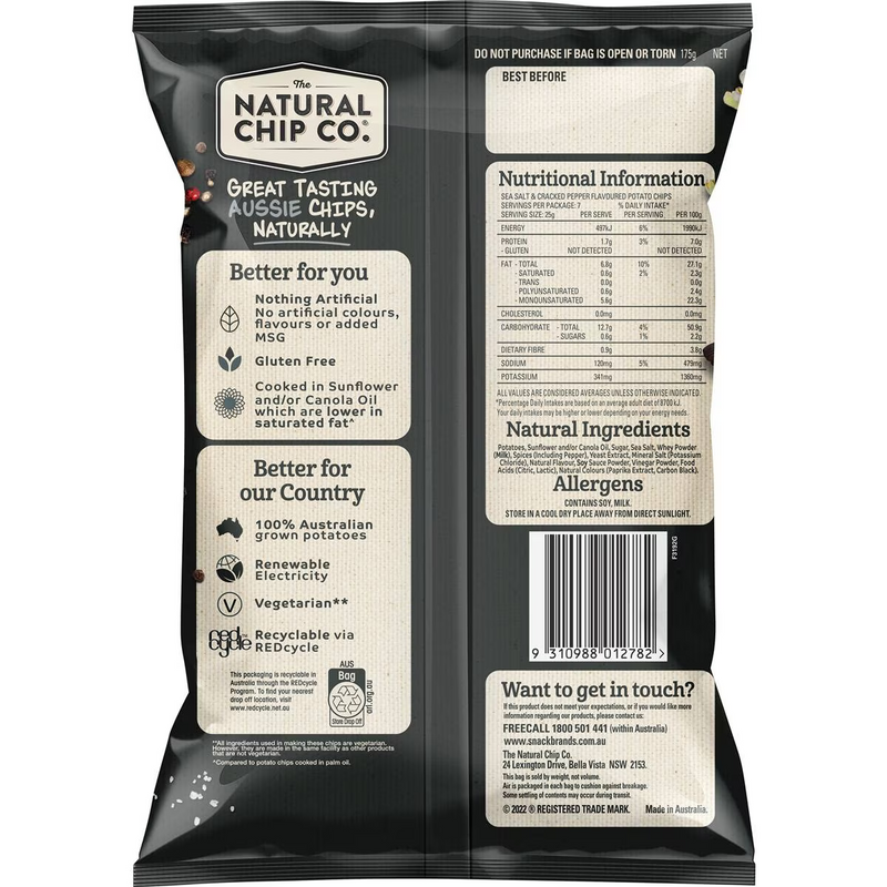 The Natural Chip Co. Sea Salt & Cracked Pepper 175g