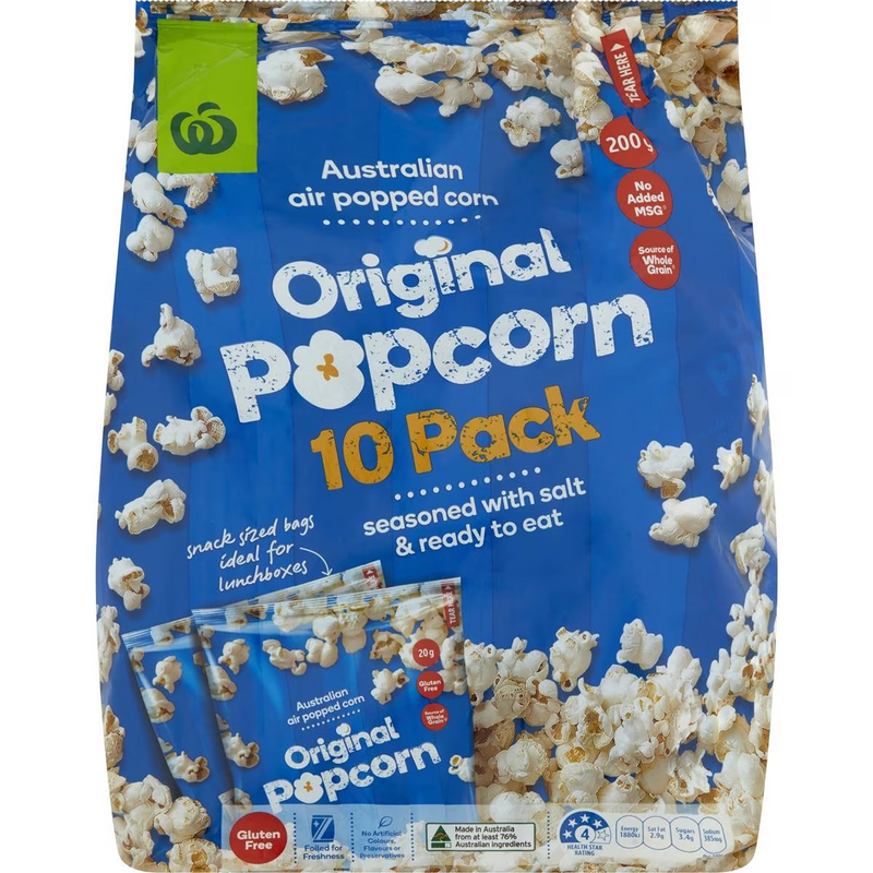 Woolworths Australian Original Popcorn 10 pack 200g