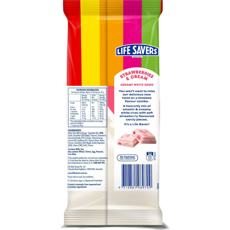 Lifesavers Strawberries & Creamy White Choc Block 170g