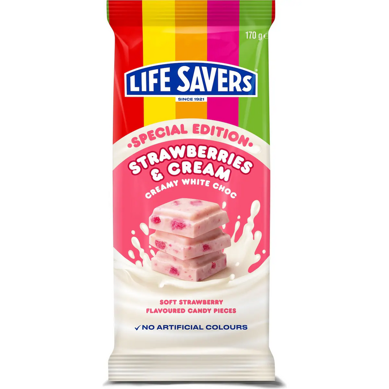 Lifesavers Strawberries & Creamy White Choc Block 170g