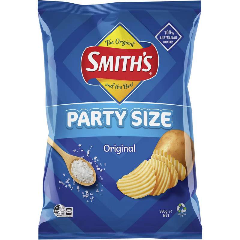 Smith's Crinkle Cut Original Potato Chips Party Size 380g