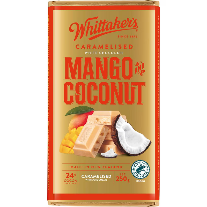 Whittaker's Caramelised White Chocolate Mango & Coconut Block 250g