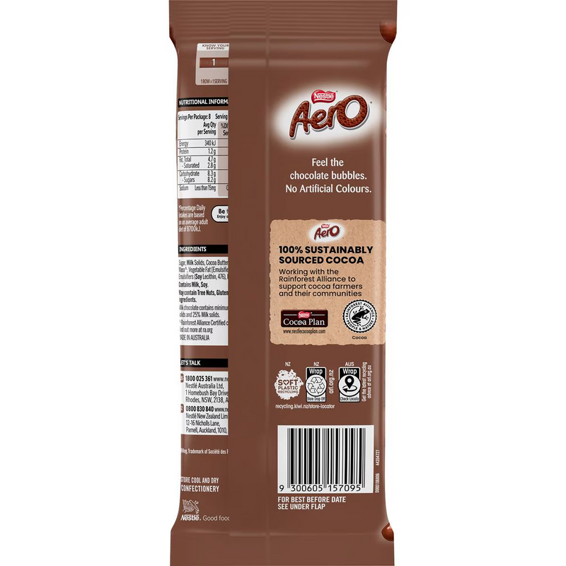 Nestle Aero Milk Chocolate Block 118g