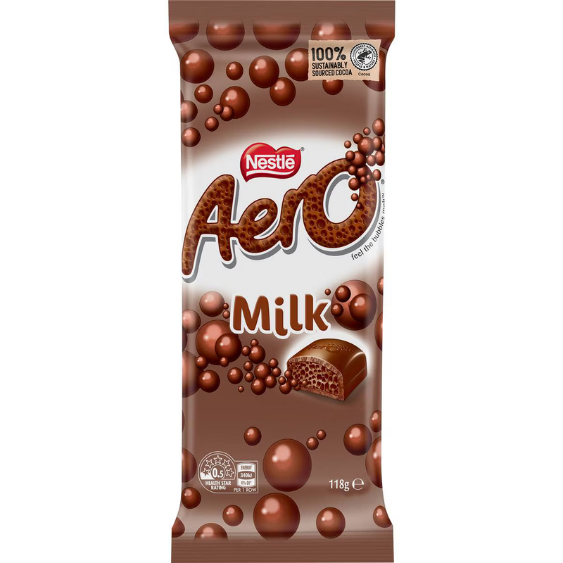 Nestle Aero Milk Chocolate Block 118g