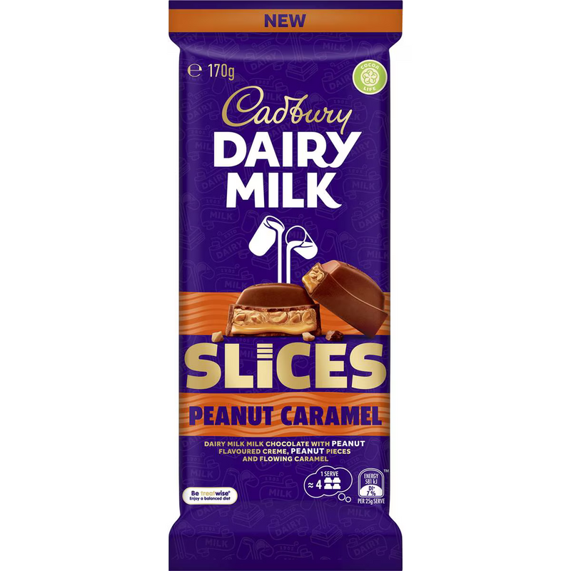 Cadbury Dairy Milk Slices Peanut Caramel Block 170g