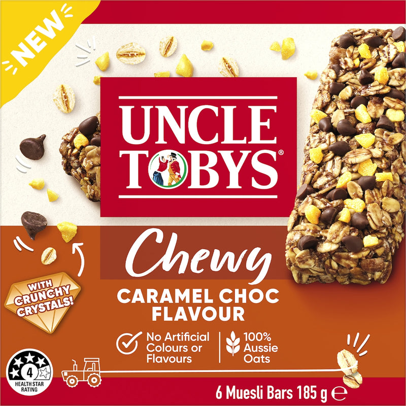 Uncle Tobys Muesli Bar Chewy Caramel Choc 6 Pack 185g