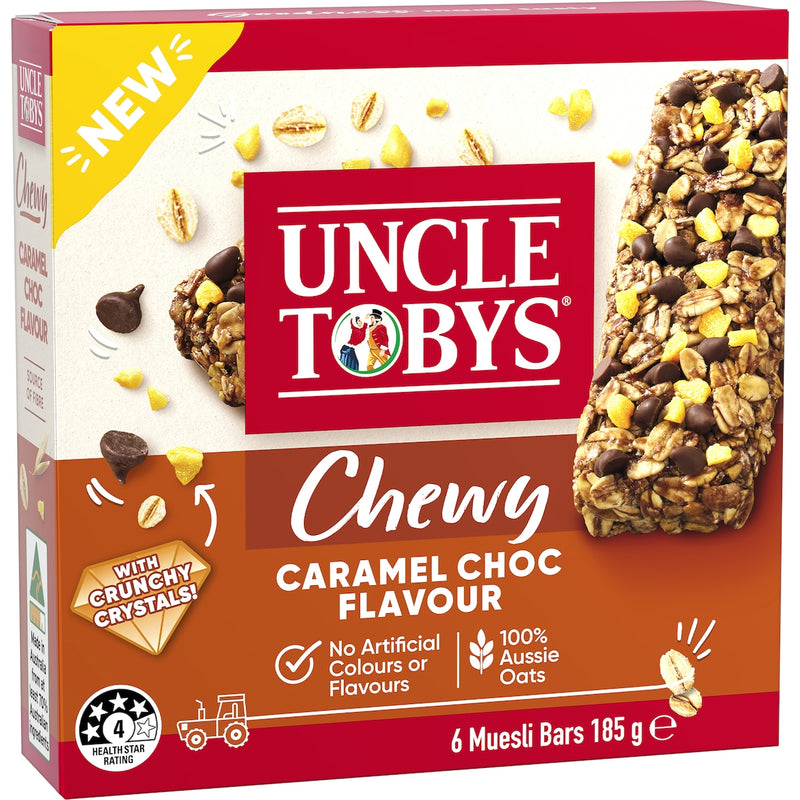 Uncle Tobys Muesli Bar Chewy Caramel Choc 6 Pack 185g