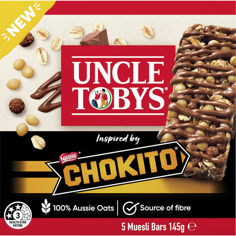 Uncle Tobys Muesli Bar Chokito 5 Pack 145g