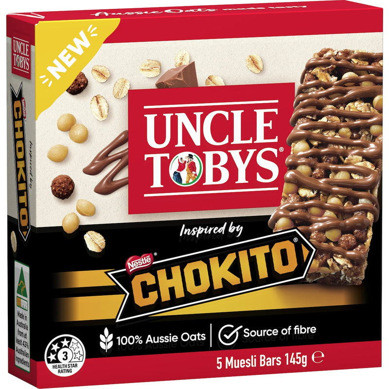 Uncle Tobys Muesli Bar Chokito 5 Pack 145g