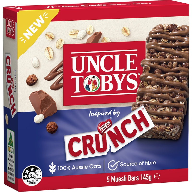 Uncle Tobys Muesli Bar Crunch 5 Pack 145g