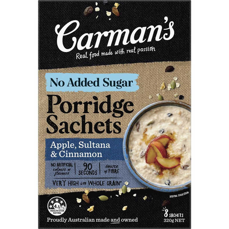 Carman's Porridge Sachets Apple Sultana & Cinnamon 320g