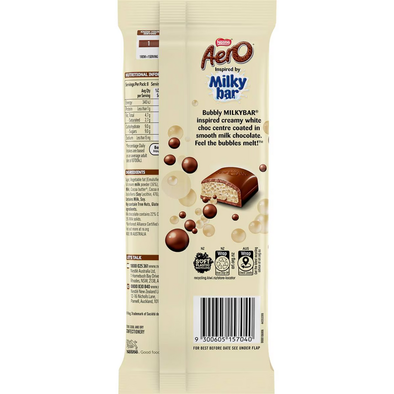 Nestle Aero Inspired By Milky Bar Block 180g