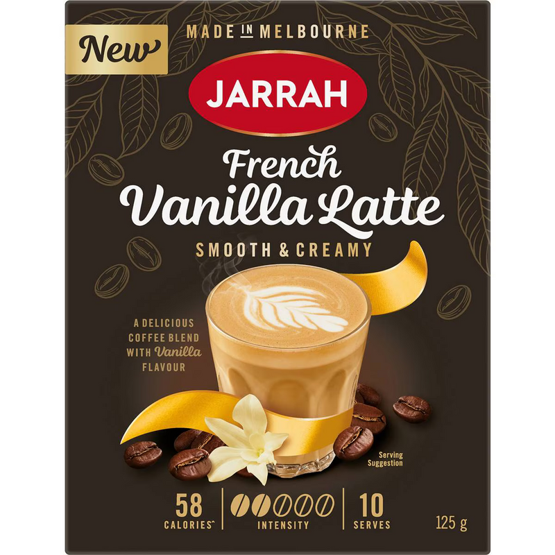 Jarrah French Vanilla Latte Sachets 10 Pack 125g