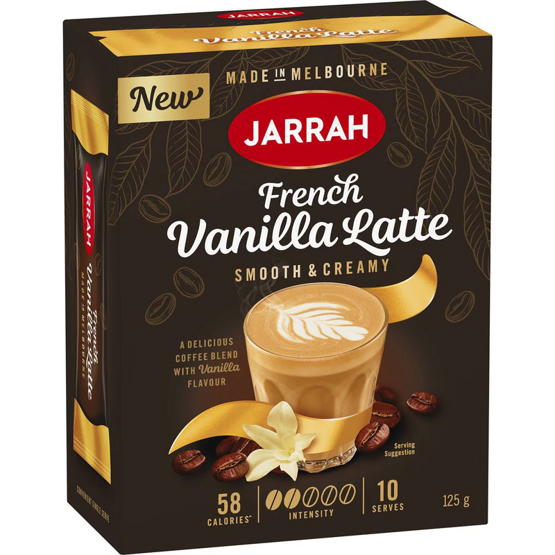 Jarrah French Vanilla Latte Sachets 10 Pack 125g