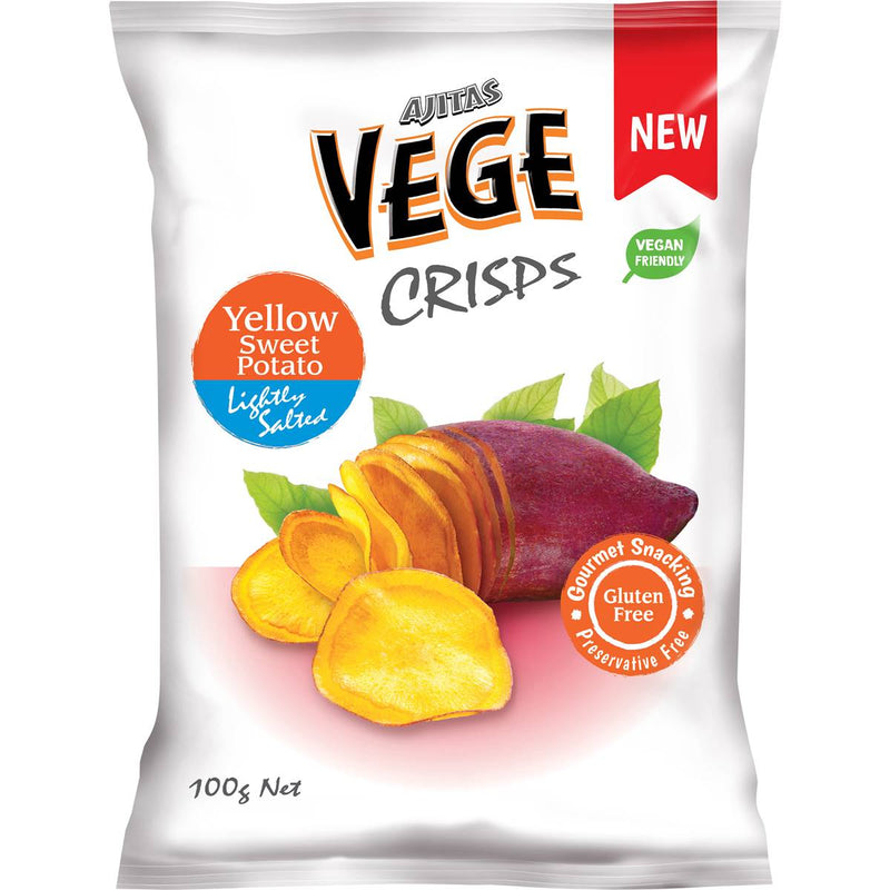 Ajitas Vege Chips Yellow Sweet Potato Deli Crisps 100g