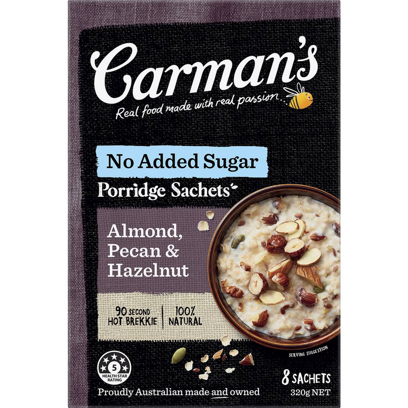 Carman's Porridge Sachets Almond Pecan Hazelnut 320g