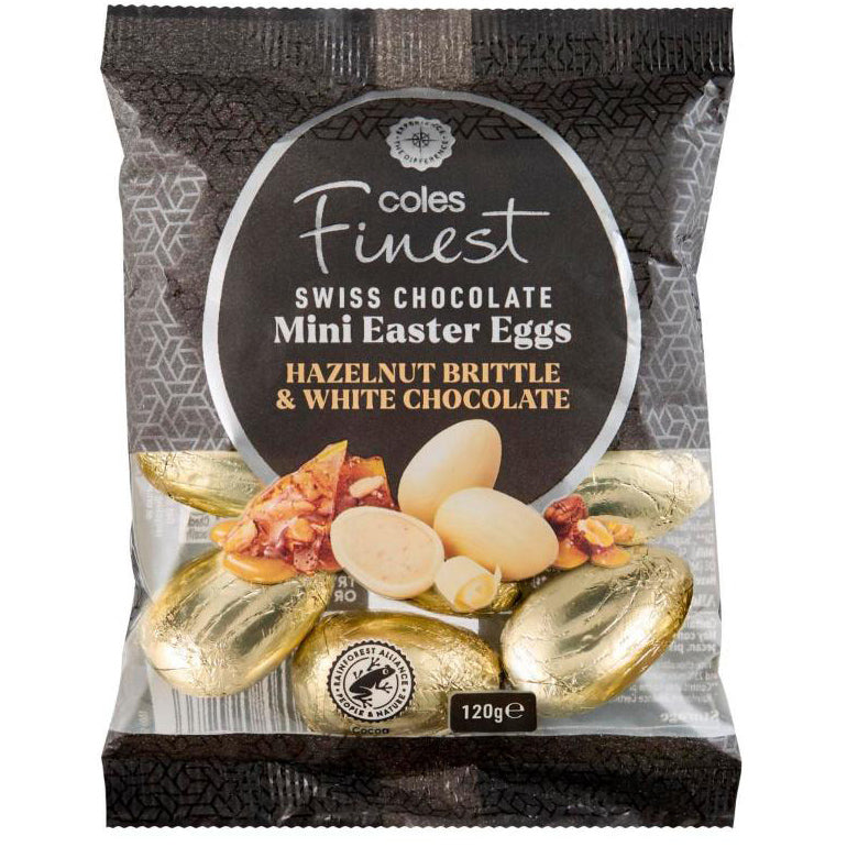 Coles Finest Hazelnut Brittle White Chocolate Eggs 120g