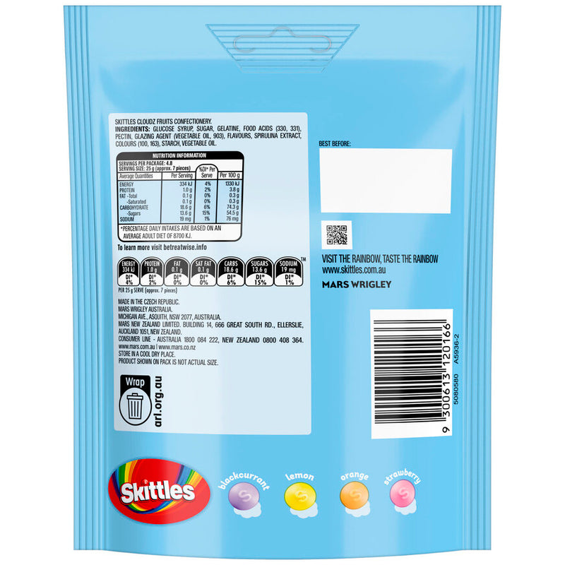 Skittles Cloudz Fruits Lollies 120g