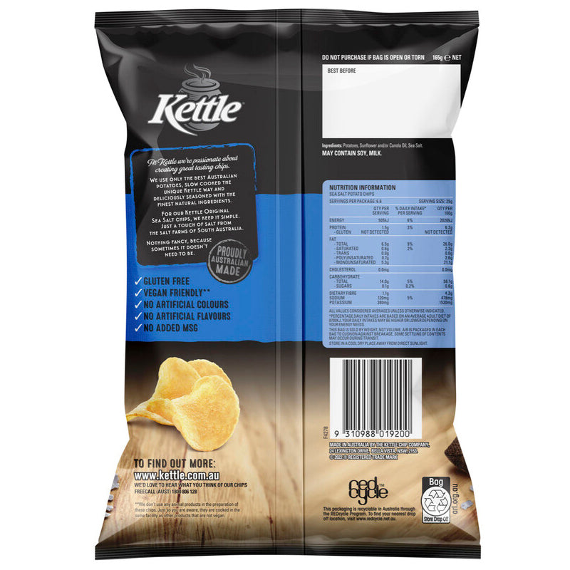 Kettle Classic Sea Salt Chips Potato Chips 165g