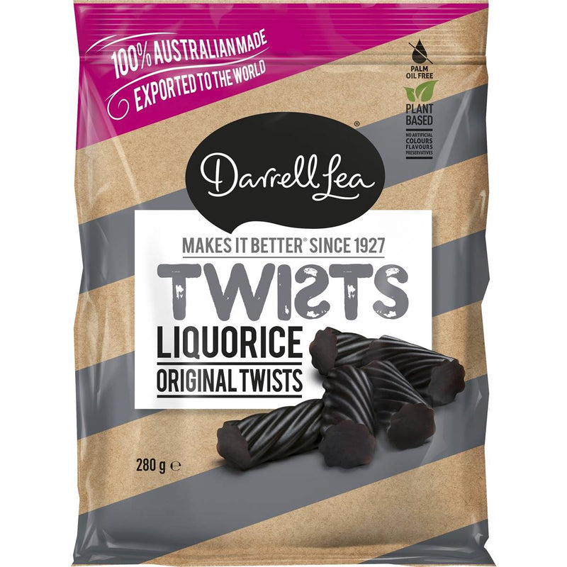 Darrell Lea Twists Liquorice 280g