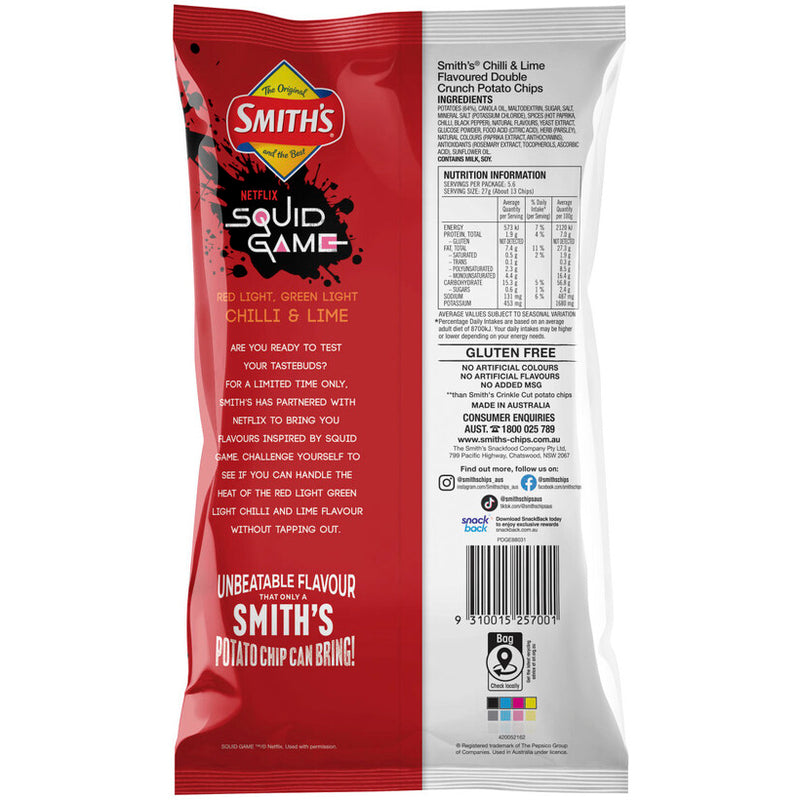 Smith's Double Crunch Chilli & Lime Squid Game Potato Chips 150g