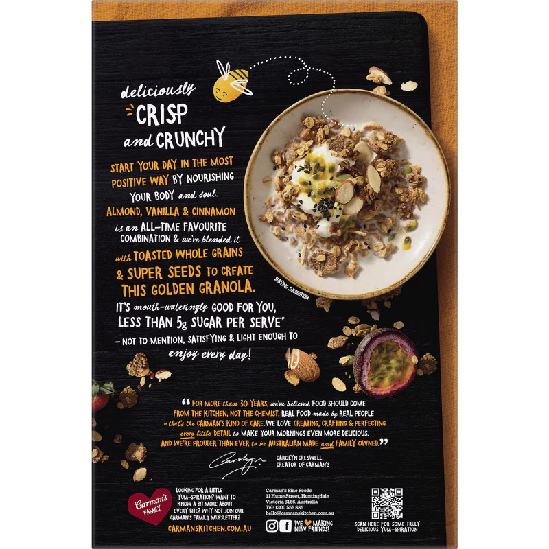 Carman's Granola 5 Grain & Seed Almond Vanilla & Cinnamon 450g