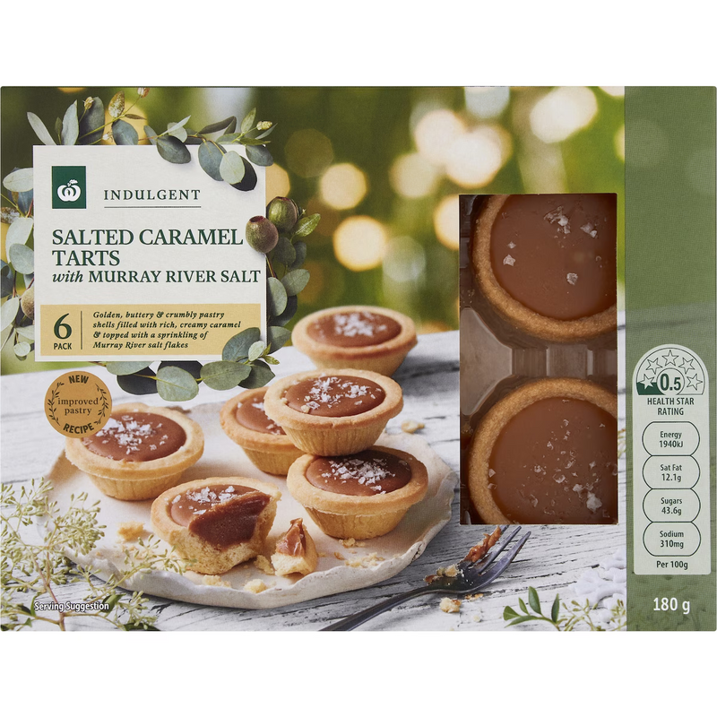 Woolworths Salted Caramel Tarts 6 Pack 180g