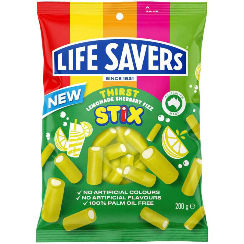 Lifesavers Thirst Lemonade Sherbert Fizz Stix 200g