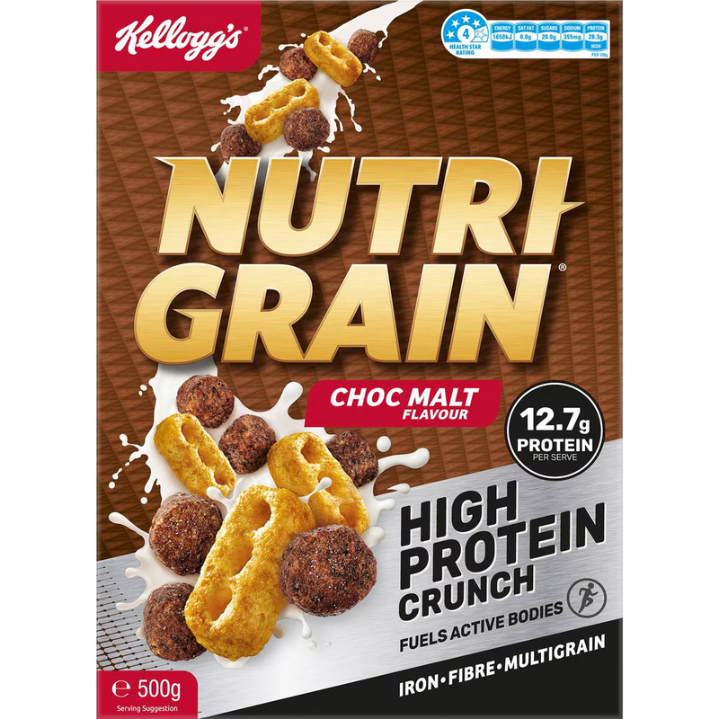 Kellogg's Nutrigrain High Protein Crunch Choc Malt 500g