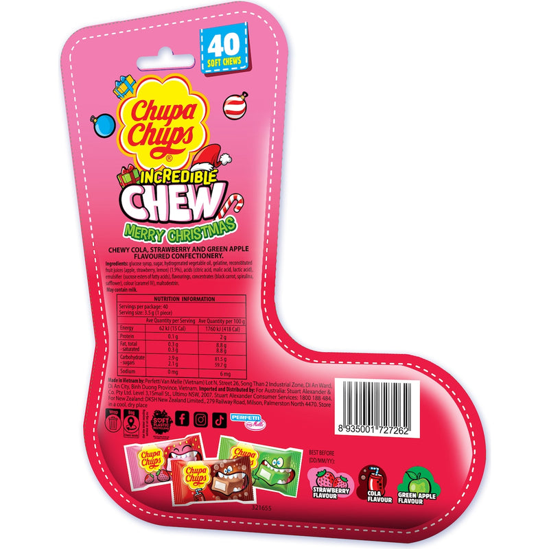 Chupa Chups Christmas Incredible Chew Lollies Stocking 160g