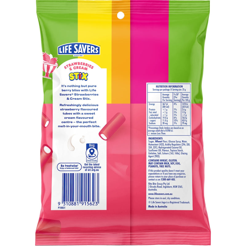 Lifesavers Strawberries & Cream Stix 200g