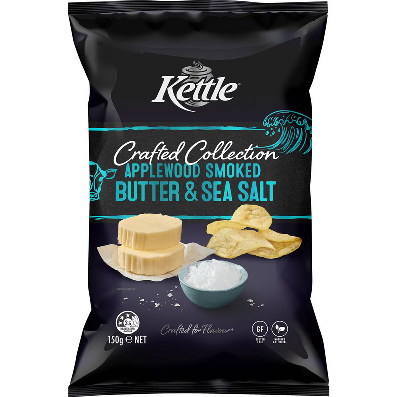 Kettle Crafted Collection Applewood Smoked Butter & Salt Chips 150g