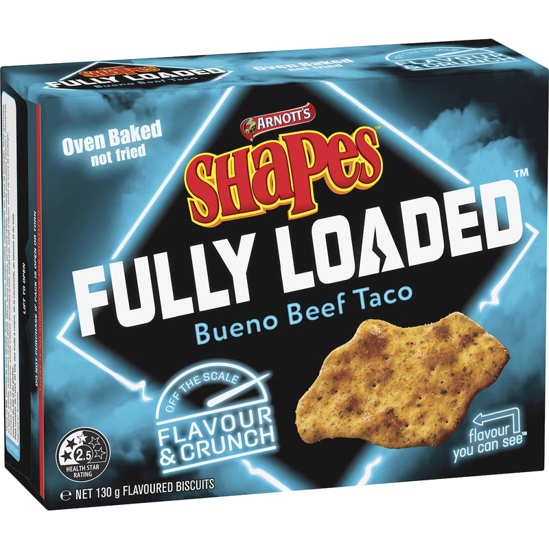 Arnott's Shapes Fully Loaded Bueno Beef Taco Cracker 130g